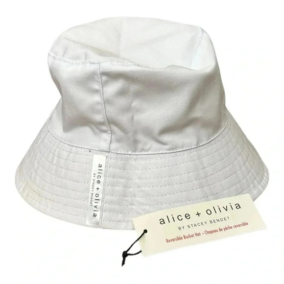 ALICE & OLIVIA Reversible Bucket Hat - White & Black w/Daisies Summer Spring - Picture 3 of 7